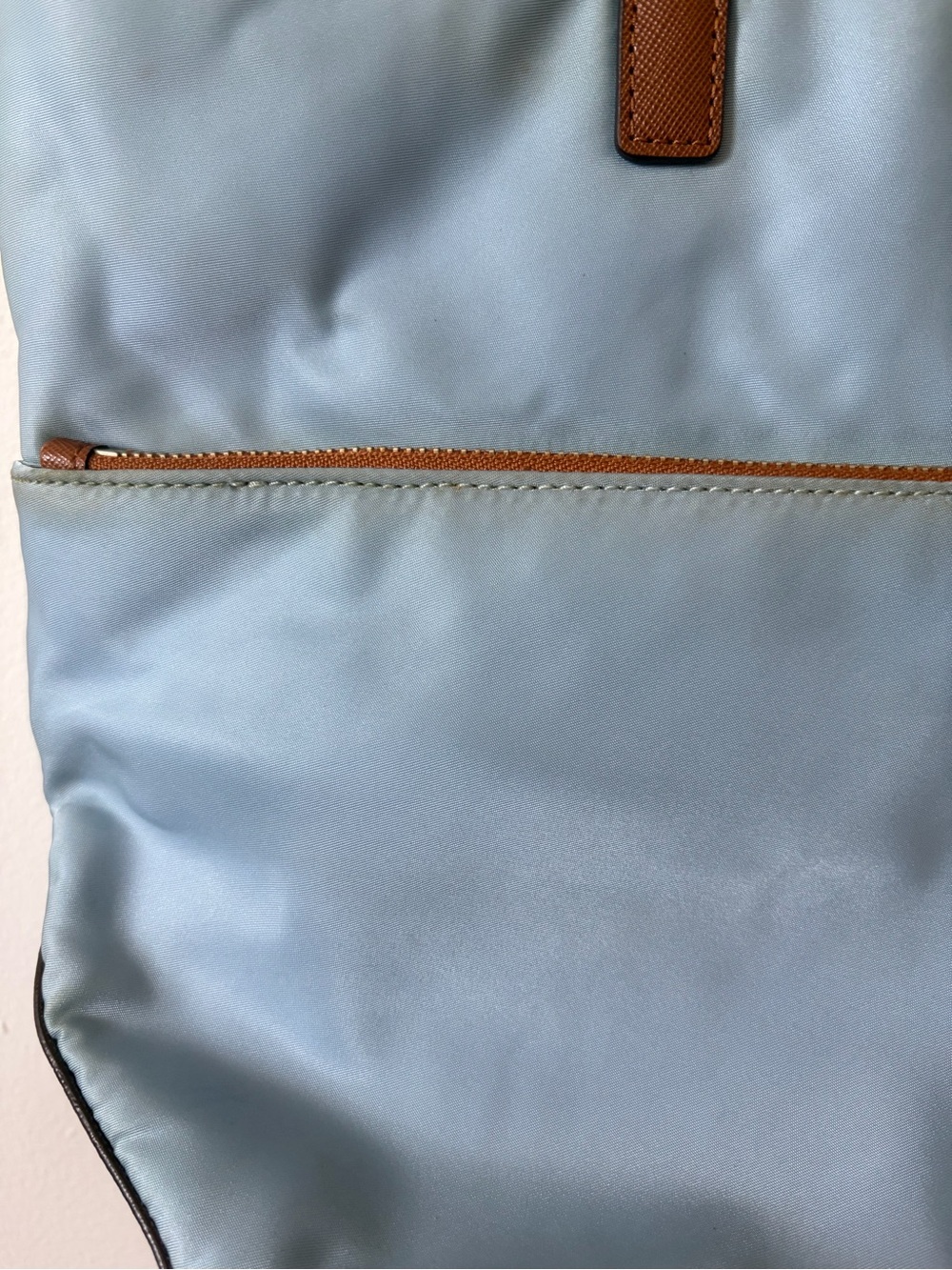 Michael Kors light blue nylon tote with brown leather trim - Picture 3 of 15